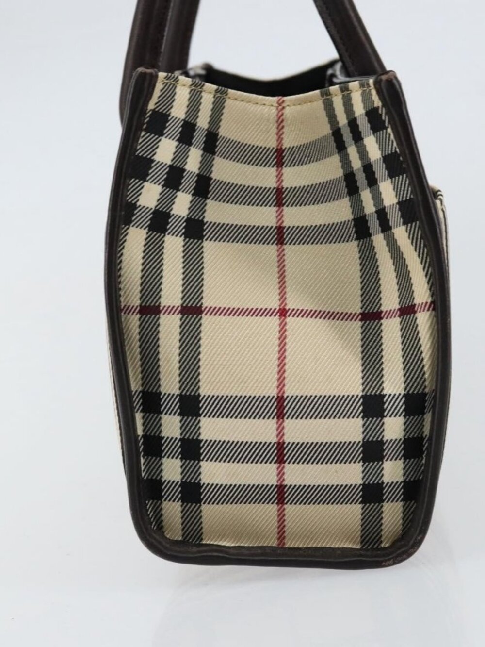 BURBERRY Nova Check Hand Bag Canvas Beige Silver Auth ka313 - Picture 4 of 16